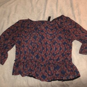 Red and blue blouse